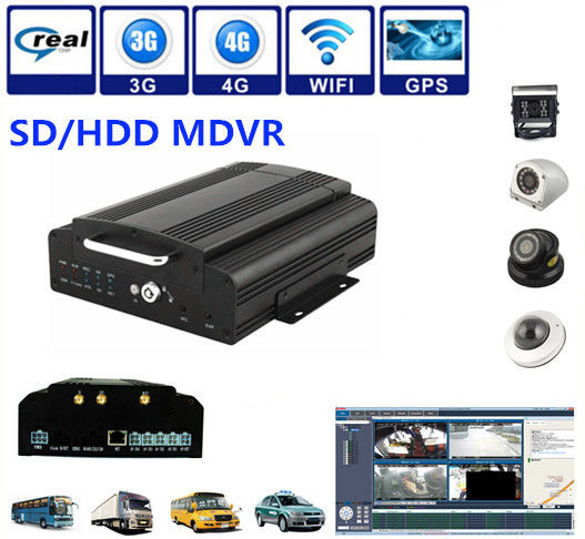 4Ch SD / HDD 3G Mobile DVR Security Camera System Support Real Time Recording