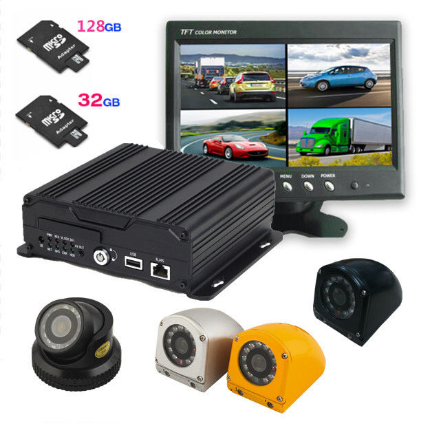 AHD Four in one 4 cameras Dual SD Card Mobile DVR with 3G / 4G GPS WIFI , 1080P resolution