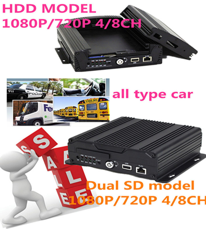 3G 4G Wifi GPS 4CH SD Card HDD  HD Mobile DVR With sim card for Car Security